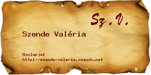 Szende Valéria névjegykártya